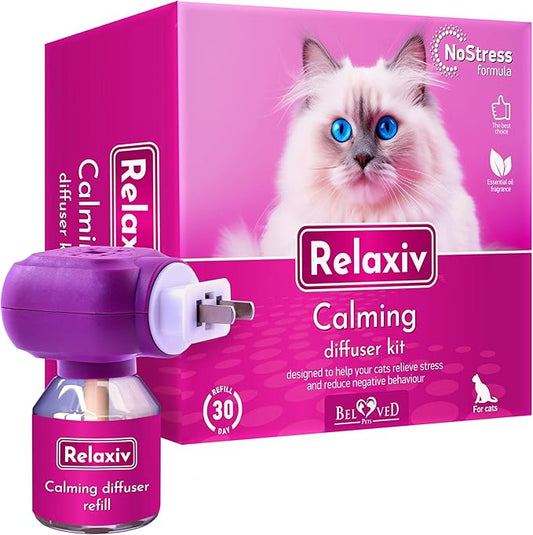 Beloved Pets Cat Calming Diffuser & Pet Anti Anxiety Products - Feline Calm Pheromones Plug in & Cats Stress Relief Comfort Helps with Pee, New Zone, Aggression