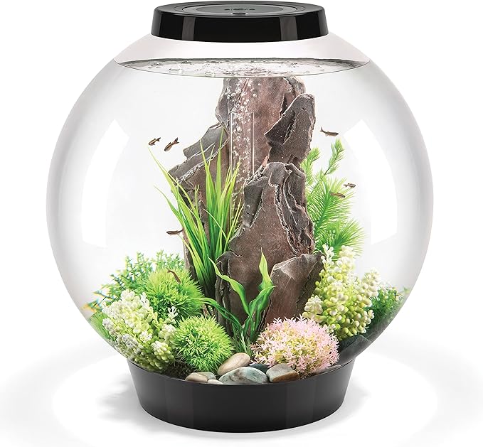 biOrb Classic 60 Acrylic 16-Gallon Aquarium with White LED Lights Modern Tank for Tabletop Display, Black