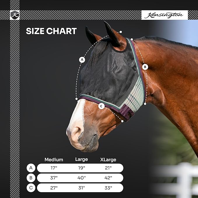 Kensington 90% UV Fly Mask CatchMask UViator - Without Ears & Forelock Freedom Web Trim Size: Medium Color: 165 - Merlot