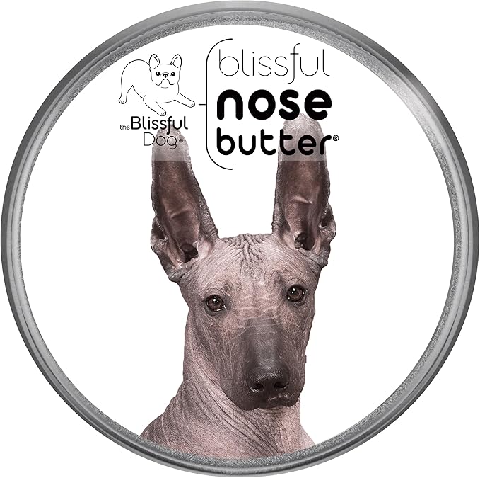 The Blissful Dog Xoloitzcuintli Nose Butter for Dry, Cracked Skin, Lick-Safe Dog Nose Balm with Moisturizing Shea Butter, Almond, Olive, and Essential Oils, Pet Supplies, Uncented, 4 oz.