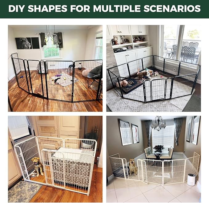 FXW Homeplus Unleashed Indoor Dog Playpen - Stress-Free and Safe Play, Heavy Duty 45 Inch 6 Wire Panels Dog Pen for Large Dogs, White│Patented