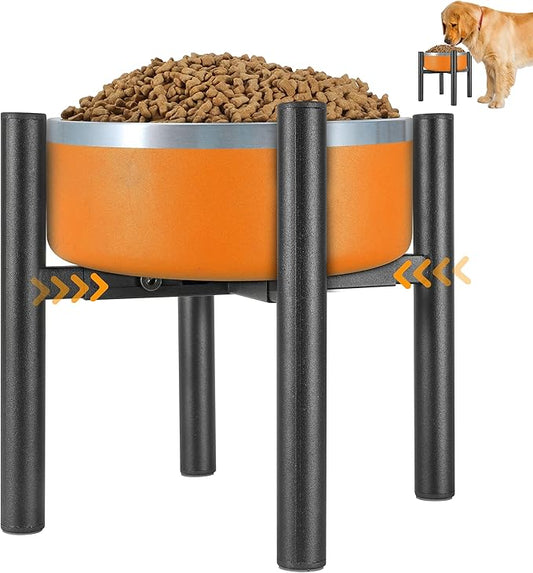 Lifted Dog Bowl Stand - Without Bowls, Single Raise Pet Food Table Adjustable Wide 6-10", Tall 8 10 12" - Bowl Stand Size Optional, Dog Bowl Holder Elevated for Small Medium Large Dog Breed