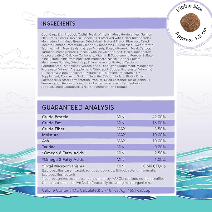 Blackwood Bounty Dry Cat Food, Cod & Carp Recipe for All Life Stages, 2 Pound Bag, High Protein, Grain Free