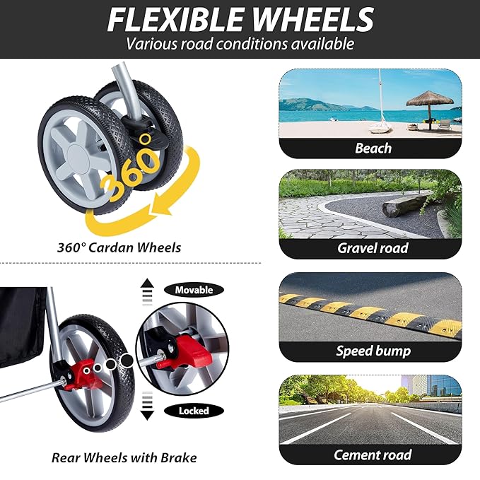 4 Wheels Pet Stroller for Small Medium Dogs Cats 10-33 lbs, Foldable Dog and Cat Stroller with Cup Holder & Storage Basket & Breathable Mesh, Pet Strolling Cart for All-Season, Black