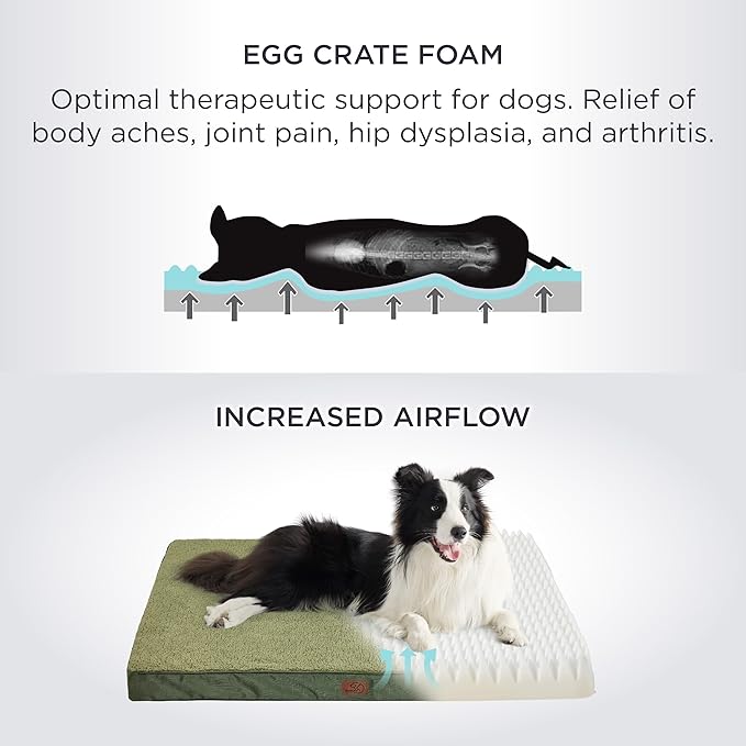 Bedsure XL Dog Beds Large Sized Dog -Orthopedic Flat Extra Large Pet Beds with Removable Washable Cover, Egg Crate Foam Mat, Suitable for Pet Up to 100 lbs