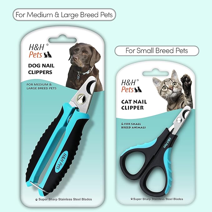 Cat Nail Clipper by H&H Pets - Professional Sharp Stainless Steel Claw Clipper Trimmer with Sturdy Non Slip Handles - for Small Animal & Cats Nail Cutter