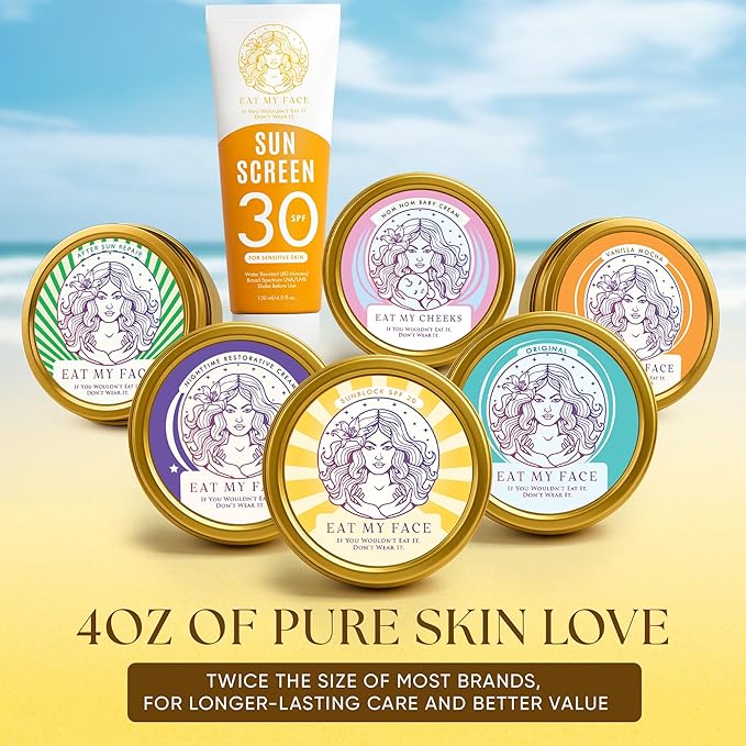 Beef Tallow Sunscreen Organic with Non Nano Zinc Oxide Formula for Daily Protection, 4oz Reef Safe Sunblock, SPF 30 All Natural Chemical Free Sunscreen, Made in USA, Natural Organic Sunblock for Skin