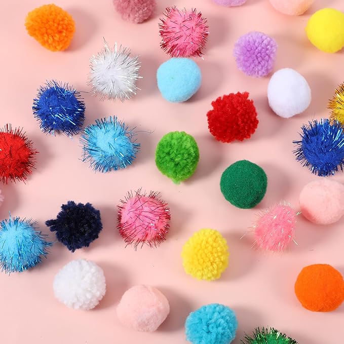 30 Pcs Cat Pom Pom Balls Assorted Color Sparkle Ball for Indoor Cats, Interactive Cats Toys Fuzzy Cat Balls Tinsel Glitter Chase Poms Poms Ball for Exercise and Entertainment