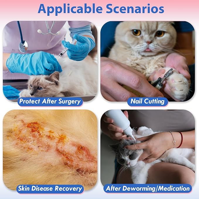 Cat Cones to Stop Licking, Adjustable Neck Soft Elizabethan Collar After Surgery, Comfortable & Lightweight Cute Kitten Donut Collar for Head/Foot Wounds Recovery, Pink Small