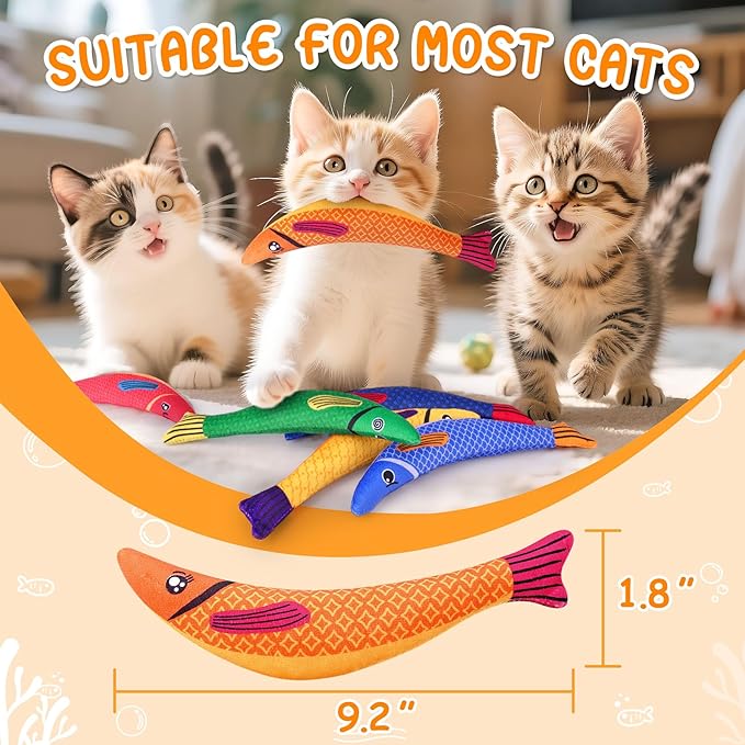 Cat Toys for Indoor Cats, 6 Pack Interactive Catnip Toys for Bored, Kitten Kicker Toy for Kitty with Sound, Cat Chew Toys for All Breeds