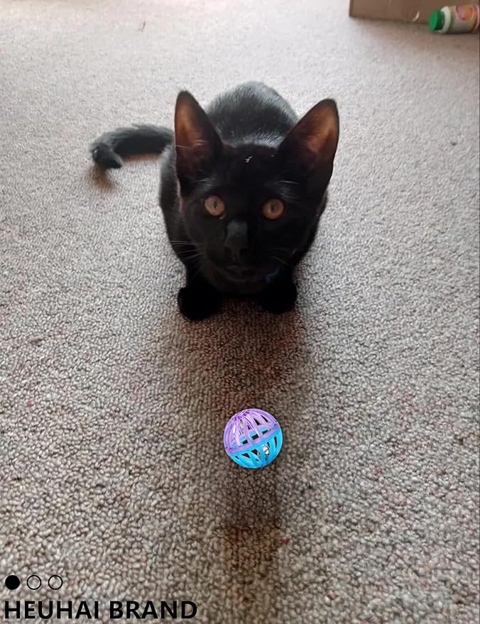 5-Piece Cat Toy Balls with Bells for Kittens and Indoor Cats, Over The Moon(1.5'', Basic Cat Toy Set)