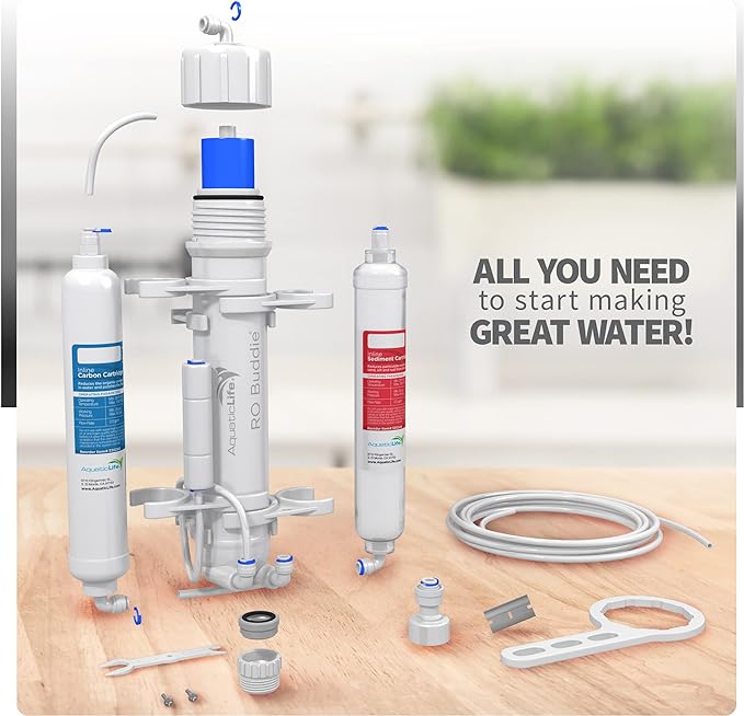 Aquatic Life RO Buddie 3-Stage Reverse Osmosis Water Filter System RO Filtration Units for Aquarium, 50 GPD