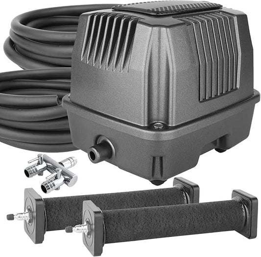 AquaMiracle All-in-One Koi Pond Aerator for Outdoor Ponds, Pond Air Pump Pond Aeration System with Self-Sinking Airline Flow Control Rubber Air Diffuser