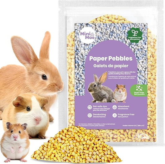 mini&moe Rabbit Litter Paper Pellet Bedding: Hamster Bedding Odor Control & Moisture Absorbent Natural Paper Pellet Bedding - for Small Animal Guinea Pigs,Rabbits Bedding 1.98lb