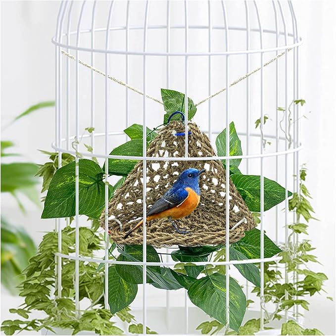 BNOSDM Bird Seagrass Mat, 3 PCS 7.1 x 7.1 Inches Parrot Natural Seagrass Woven Bird Net Hammock Mats Chew Toys Bird Hideout Cage Accessories for Lovebird Cockatiel Conure Budgie Hamster Rats
