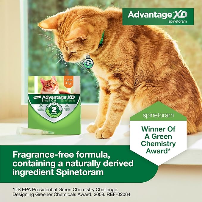 Advantage XD Small Cat Flea Prevention & Treatment For Cats 1.8-9lbs. | 2-Topical Doses, 2-Months of Protection Per Dose