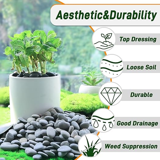 45 LB Mexican Beach Pebbles, 0.4-1 Inch Natural Unpolished Bulk Rocks, Decorative River Rocks for Landscaping Garden Paving Plant, Rocks for Walkways and Outdoor Decorative Stone, Grey