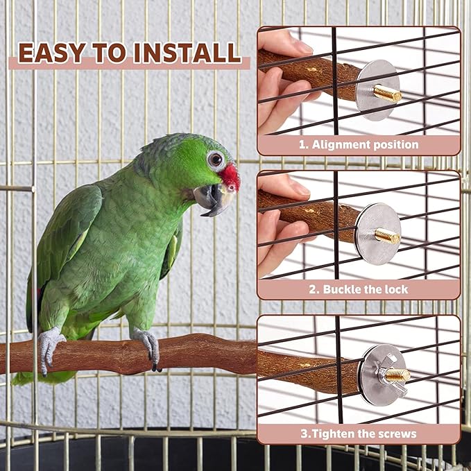 5PCS Bird Perch Stand Natural Wooden Parrot Stand Branch,3 Grape Wood Perch,2 Platform,Paw Grinding Fork Parakeet Chewing Stick Exercise Training Branches for Cockatiels,Small Birds