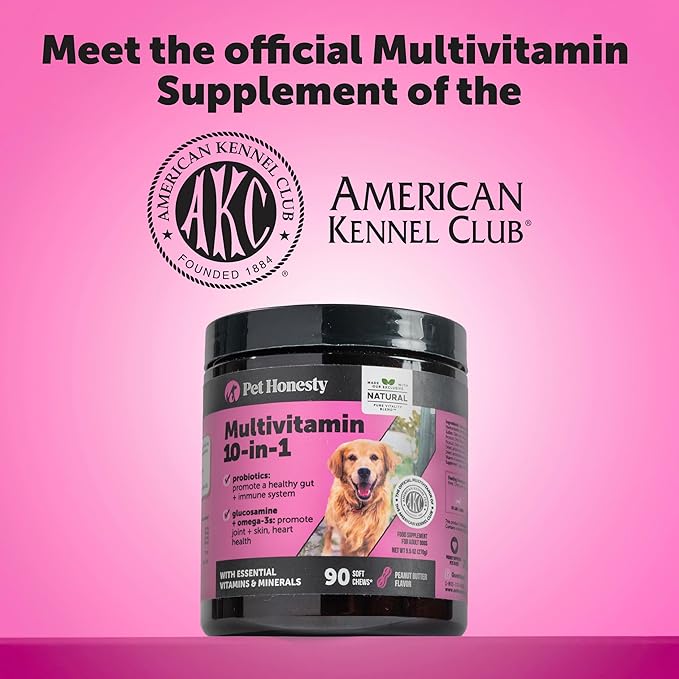 Multivitamin Puppy Treats - Essential Dog Supplements & Vitamins for Learning and Cognitive Development- Probiotics, Omega Fish Oil for Health, Heart & Immunity - Dog Health Supplies