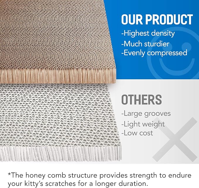 Cat Scratching Post Lounge Bed, Boat Shape Cat Scratcher Cardboard, Durable Recycle Board Pads Prevents Furniture Damage