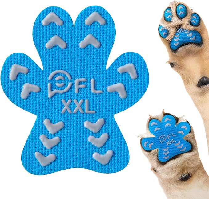 Anti-Slip Dog Paw Protector Pads for Senior Dogs, Dog Paw Blue Stickers with Strong Traction on Hardwood Floor, Dog Essentials,12sets(48pcs) XXL (61-80lbs)
