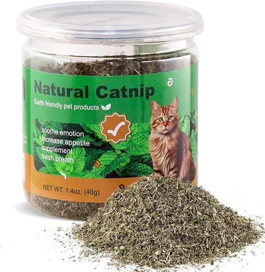 TZL Natural Catnip, Organic Cat Grass, Dried Catnip Leaves, Used for Refillable Catnip Toys, Delicately Sealed and Packaged for Easy Store (40g)