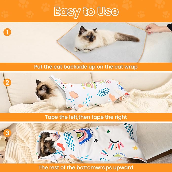 Cat Wrap for Grooming,Cat Wrap for Cutting Nails,Self-Adherent Soft Cat Blanket to Wrap,Anti-Bite,Anti-Scratch,Anti-Escape Calming Cat Swaddle Wrap (17.7" X 17.7",Within 10.61lbs)