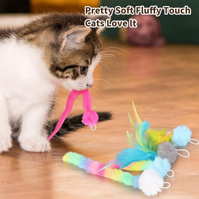 5 Pack Cat Toy Replaceable Feathers for Interactive Cat Toys with Remote Control, Cat Feather Toys Attachments for Indoor Cats Exercise and Play (Not Include Cat Toy, Only Accessories)