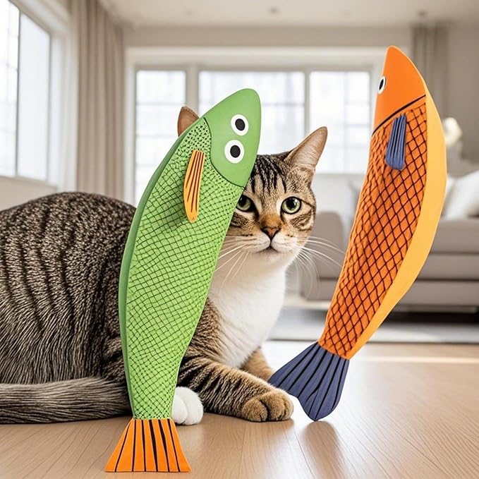 Cat Toys for Bored Indoor Adult Cats - Catnip Toys for Mental Stimulation, Interactive & Durable Kicker Toys for Solo Play, Best for Lazy Or Senior Cats (Yellow)