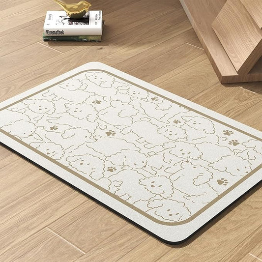 Pet Feeding Mat-Absorbent Dog Mat for Food and Water Bowl-No Stains Quick Dry Water Dispenser Mat-Dog Accessories Pet Supplies-Bowl for Messy Drinkers（FRAMEDOGS,12"x19"