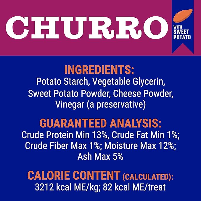 CHURRO Himalayan Cheese Treat Tub | Sweet Potato Churro | Lactose Free - Gluten Free - Grain Free | USA Made | for All Breeds | 11-13 Churros | Real Sweet Potato and Himalayan Cheese