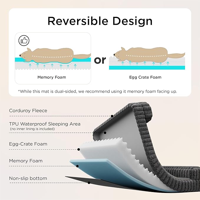 Bedsure Orthopedic Dog Bed for Small Dogs, Waterproof Memory Foam Small Pet Beds with Sides, Non-Slip Bottom and Egg-Crate Foam Medium Dog Couch Sofa with Washable Removable Corduroy Cover, Cream