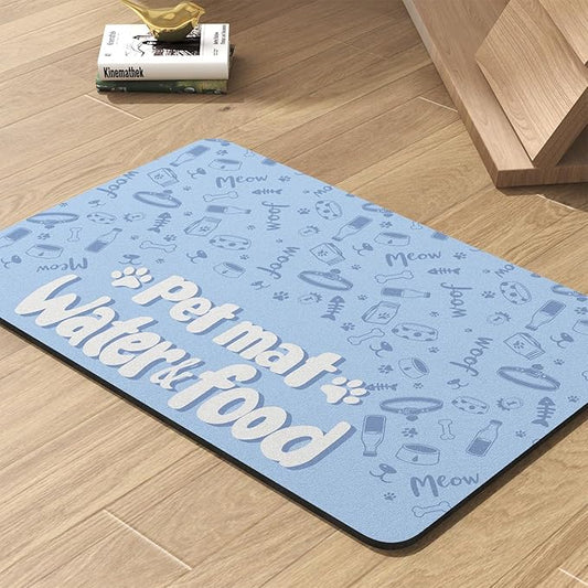 Pet Feeding Mat-Absorbent Dog Mat for Food and Water Bowl-No Stains Quick Dry Water Dispenser Mat-Dog Accessories Pet Supplies-Bowl for Messy Drinkers（PAW,16"x24"
