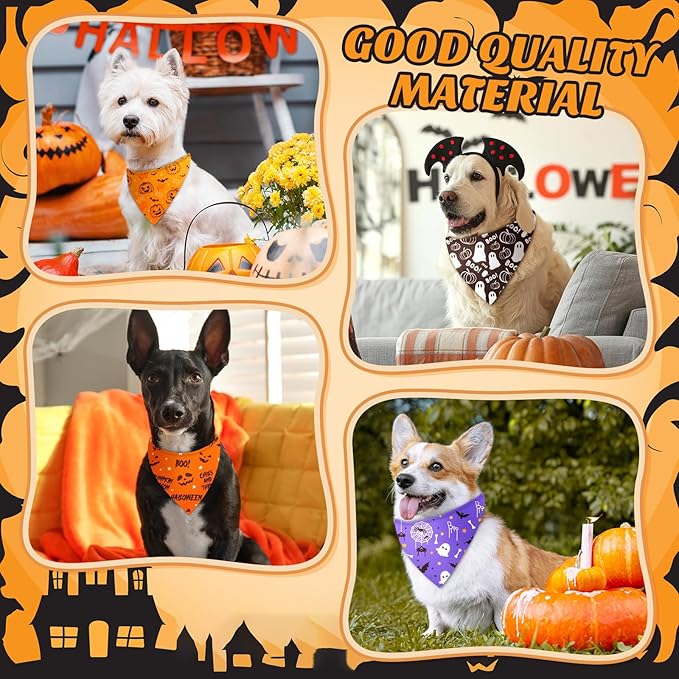 Preboun 200 Pcs Holiday Dog Bandanas Bulk Fall Halloween Christmas Bandanas for Dogs Triangle Kerchief Bib Scarf Set for Pet Party Costume Photo Props Accessories Pet Shops Groomers, 25 Styles