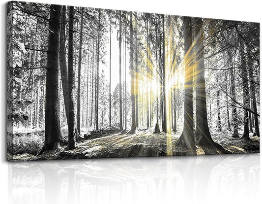 Yxbhhym-Large Canvas Wall Art Decor Black and White Wall Art Forest Artwork Landscape Picture Trees Poster Painting Nature Scenery Prints Art Living Room Wall Decor Bedroom Home Office Decorations
