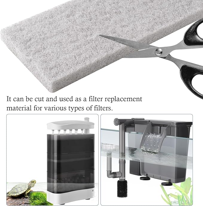 4 Pack Mixed Filter Pads 12.6" x 5" for Aquarium, Cut-to-Fit Fish Tank Filter Media with Ammonia&Carbon&Phosphate Reducer, Aquarium Filter Sponge, Compatible with Most Filters