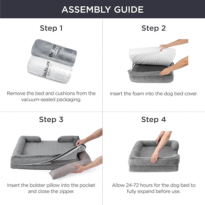 Bedsure XL Plus Orthopedic Dog Bed for Extra Large Dogs - Washable XLarge Dog Cat Bed Waterproof, Comfort Dogs Couch Sofa with Washable Removable Cover, Pet Bed with Nonskid Bottom, Black, 48"