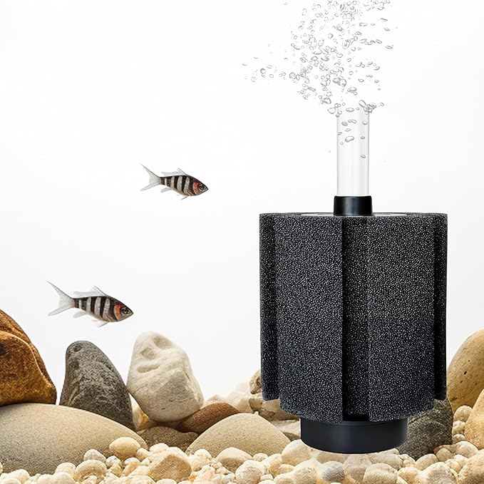 Aquarium Large Sponge Filter 80-90 Gal with Air Stone and Bio Ceramic Media, Quiet Sponge Filter for Fry, Betta, Shrimp Aquarium Fish Tank