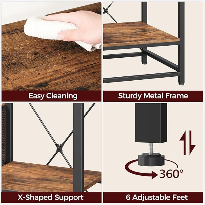 20-37 Gallon Fish Tank Stand, Aquarium Stand with Power Outlet and Storage Cabinet, Heavy Duty Tank Stand Suitable for Turtle Tank, Reptile Terrarium, for Home Office, Rustic Brown FTHR40E01