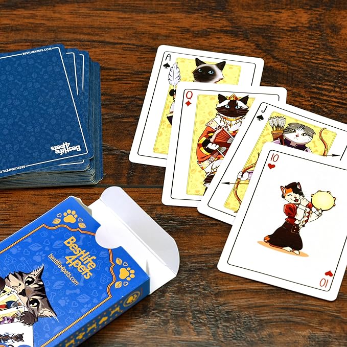 Cat Playing Cards Themed Deck for Adults - Collectible Card Games for Teens, Women and Men - Card Games For Adults on Family Game Night - 54 Cards for Solitaire or Poker - Fun Gifts for Cat Lovers