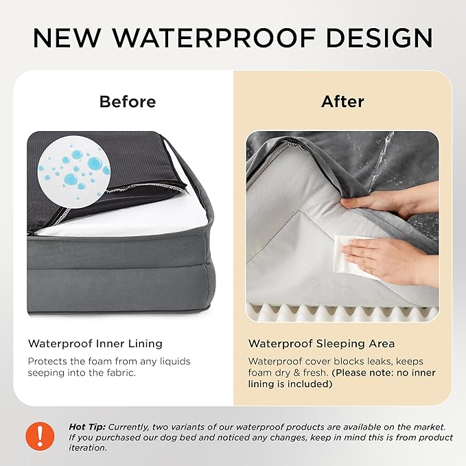 Bedsure XXL Orthopedic Dog Bed for Extra Large Dogs - Washable Giant Dog Cat Bed Waterproof, Comfort Dogs Couch Sofa with Washable Removable Cover, Pet Bed with Nonskid Bottom, Grey, 52"