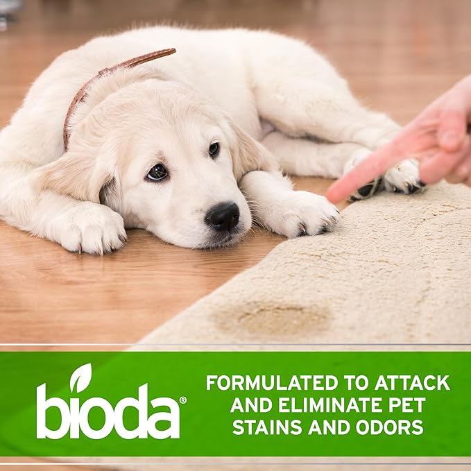 Bioda Commercial Strength Enzymatic Stain & Odor Eliminator for Pets | Industrial-Grade Formula Removes Dog and Cat Urine | USA Made Carpet Spot Cleaner | 32oz Sprayer