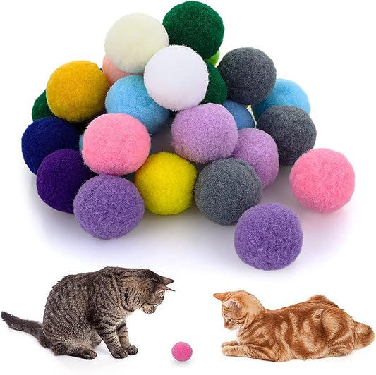 Molain Large Cat Toy Balls, Soft Cat Balls 1Inch Kitten Pom poms Ball Cat Play Toy (30 Pcs)