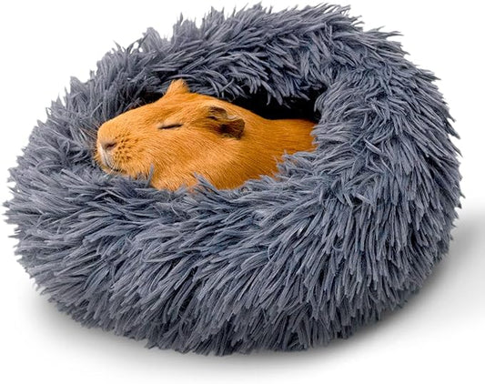Paw Inspired Furr-O Burrowing Pet Bed with Zip-On Spandex and Fleece Bottoms for Guinea Pigs and Other Small Animals, Cozy Carrier, Hideout Enrichment Toy, Cage Accessories (Dark Gray)