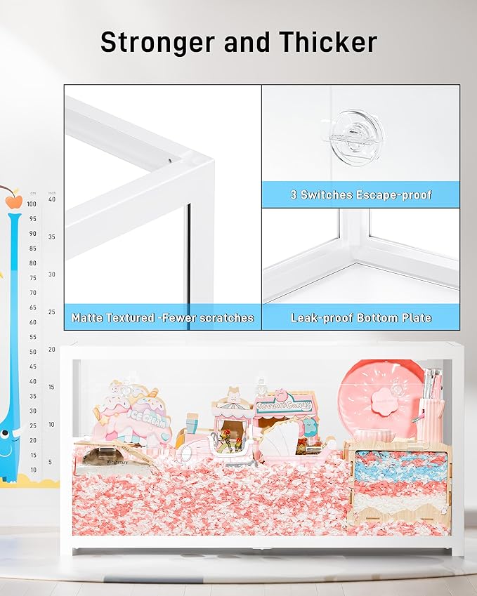 BUCATSTATE Hamster Cage 3.0: Metal Large Rat Cage Stackable with Top Access Easy Assemble 39.3L x 19.7W x 20.6H Inches Dwarf Syrian Hamster Tank for Gerbil Mouse (5.4 ft², White)