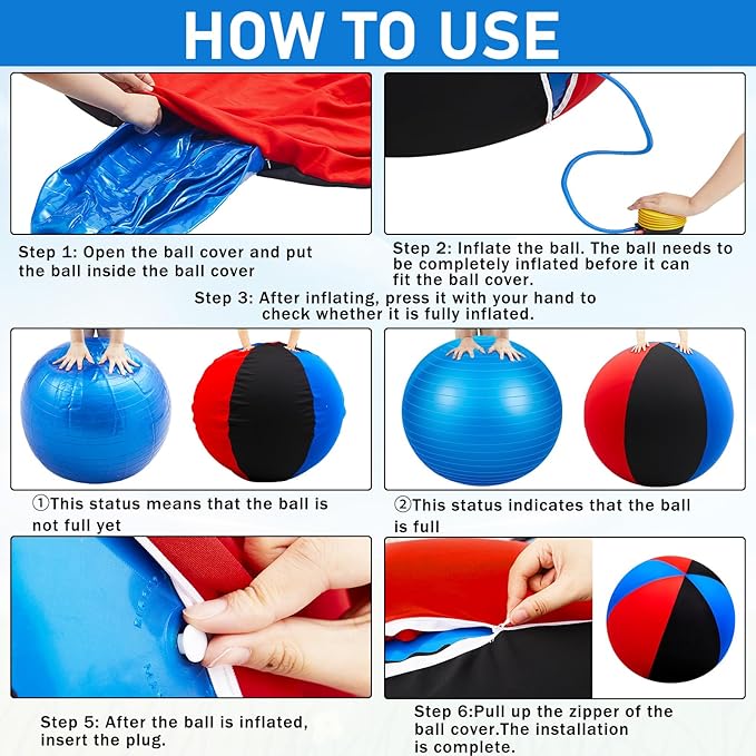 30inch Giant Herding Ball with Cover Anti Burst Ball Please Watch VCR for How to Inflation Horse Toys for Horses Stall Entertainment Play, Pump Included(Stylish)