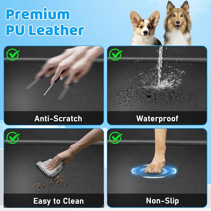URPOWER PU Leather Back Seat Extender for Dogs – Hard Bottom Dog Car Seat Cover Holds 400 lbs, Anti-Scratch & Waterproof Dog Hammock for Full Size SUVs & Trucks, Dogs Car Bed Pet Backseat Protector