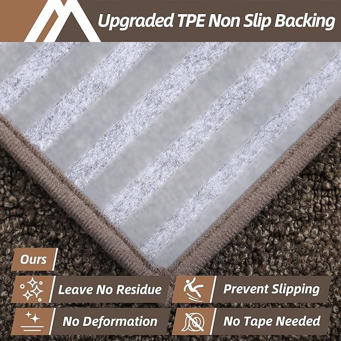 COSY HOMEER Edging Stair Treads Non-Slip Carpet Mat 28inX9in Indoor Stair Runners for Wooden Steps, Edging Stair Rugs for Kids and Dogs, 100% Polyester TPE Backing (7pc, Brown)