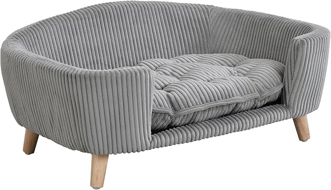 Christopher Knight Home Elroy Orthopedic Dog Bed, Elevated Dog Sofa Bed for Small Dog, Supportive Foam Pet Couch Bed with Wooden Legs, Modern Pet Sofa Bed, Gray