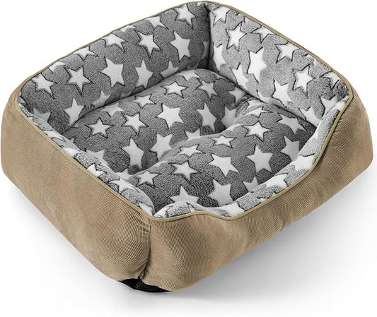 SIWA MARY Medium Dog Bed - Washable, Orthopedic, Calming for Medium Dogs, Non-Slip Bottom, S Plus (25"x21"x8") Brown